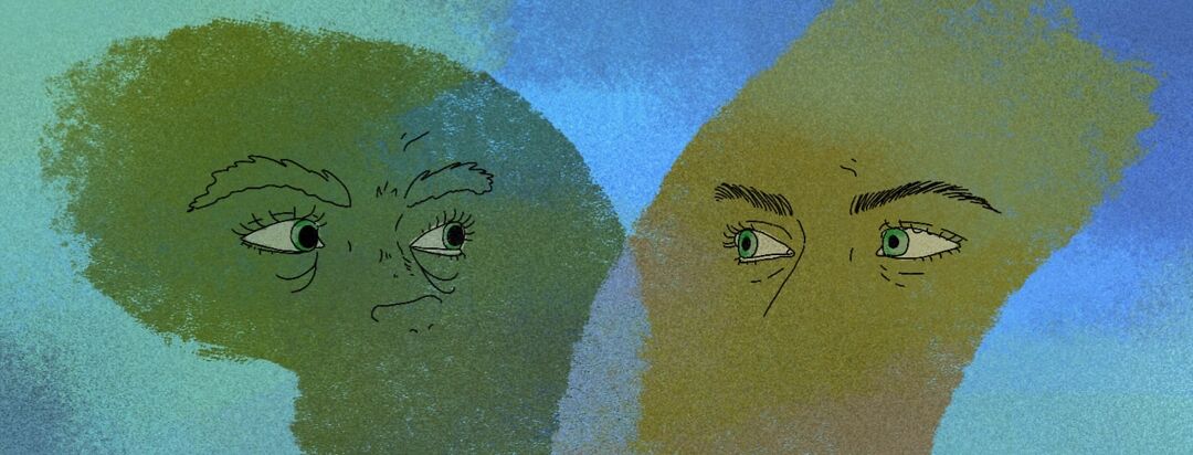 Two pair of eyes looking at each other